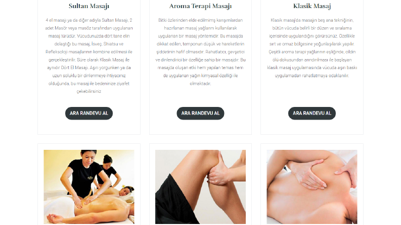 Masaj Salonu - Spa Web Sitesi Referans Çalışmam