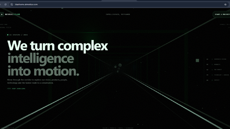 Matrix temalı 3D Kurumsal Web Sitesi Tasarımı