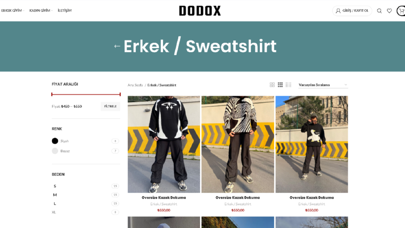 DodoxWear - Kıyafet  Satım Sitesi