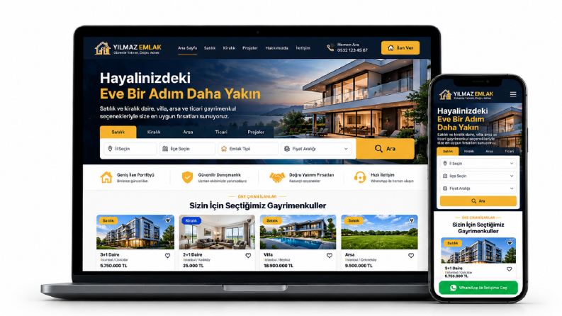 Modern ve Mobil Uyumlu Emlak Web Sitesi Tasarımı