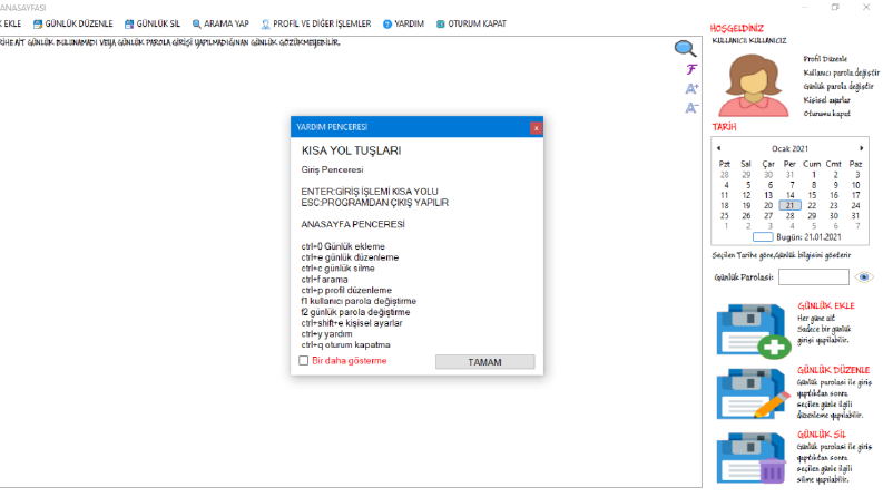 C# ile Günlük Projesi