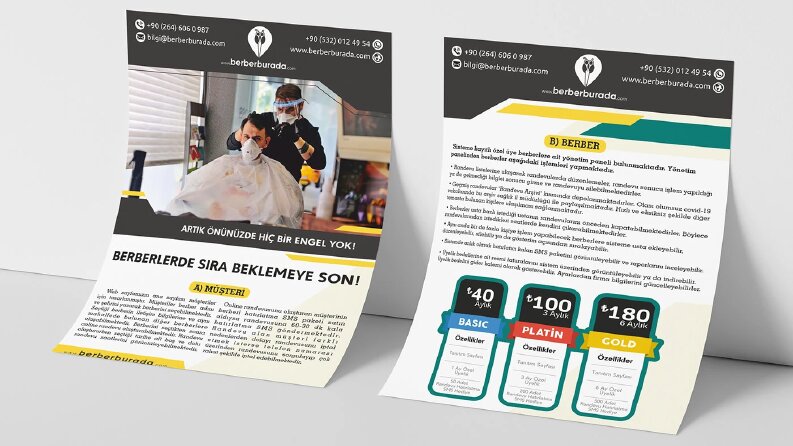 Berber Burada broşür tasarım ve metin yazıları