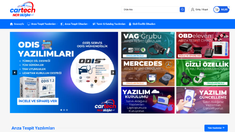 Cartech NCR Bilişim E-Ticaret Sitesi Tasarımı