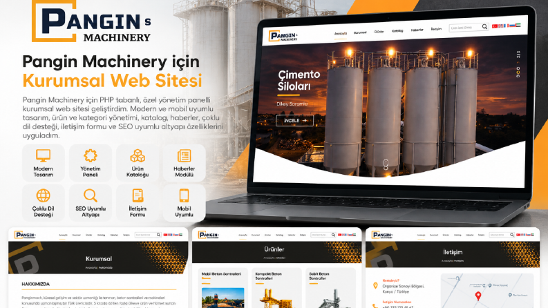 Pangin Machinery – PHP Tabanlı Kurumsal Web Sitesi