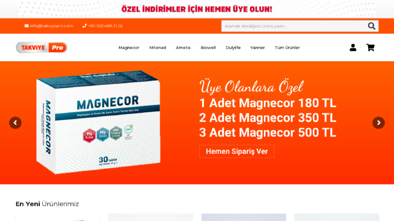 Takviye Gıda E-Ticaret WordPress Sitesi
