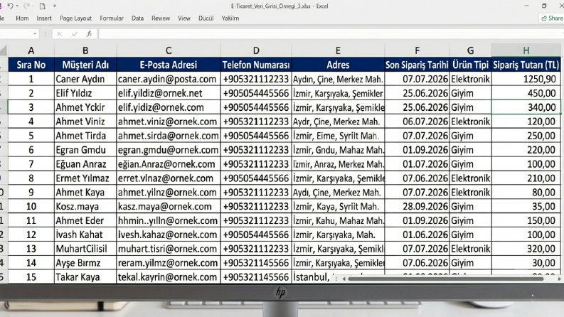 E-Ticaret Müşteri Kayıt ve Detaylı Veri Girişi