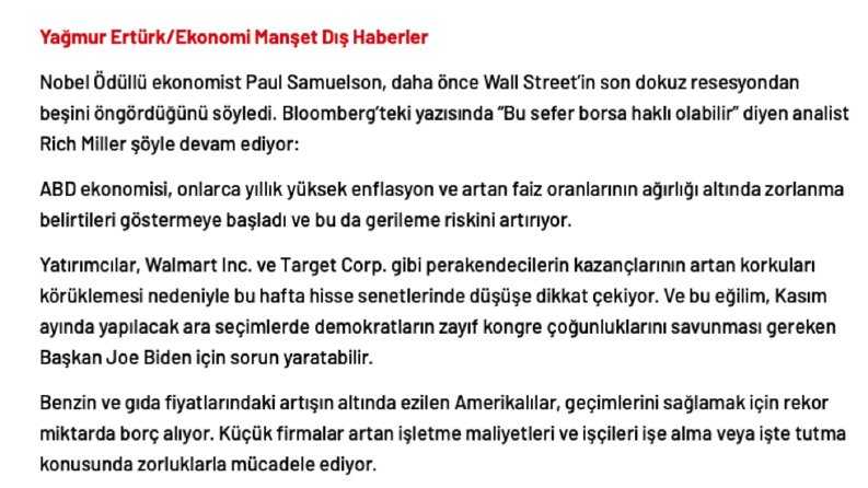 Ekonomi haber sitesi için çeviri