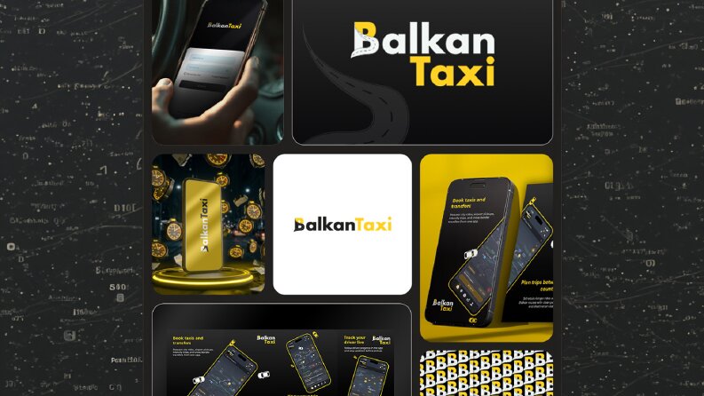 Balkan Taxı logo ve uygulama görselleri