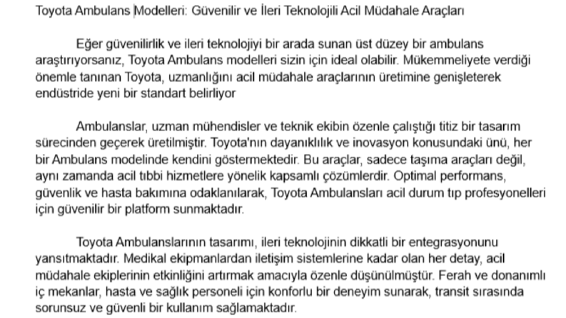Toyota Ambulans Modelleri: Güvenilir ve İleri Teknolojili Ac