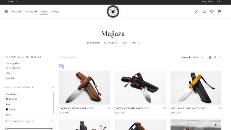 hizaknife.com - T-Soft üzerinde E-Ticaret sitesi kurulumu