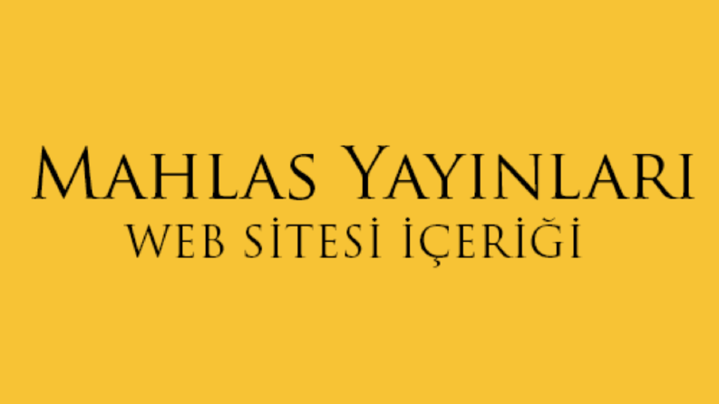 Mahlas Yayınları ile olan çalışmam