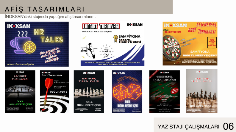 "Staj sürecinde İnoksan için hazırladığım konsept tasarımlar
