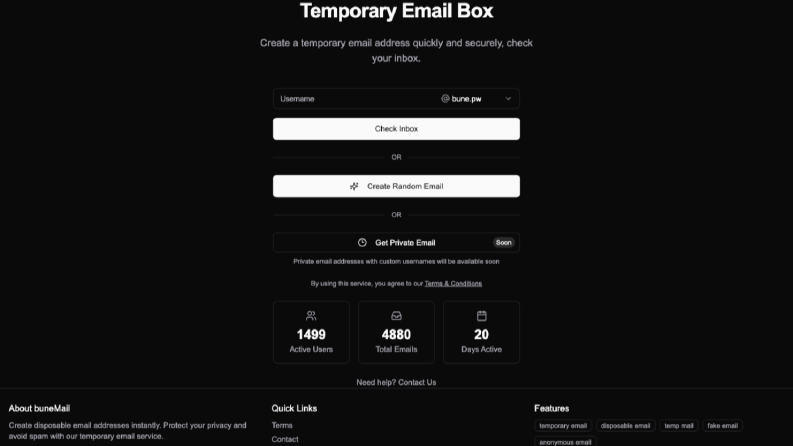 BuneMail Temponary Mail Box