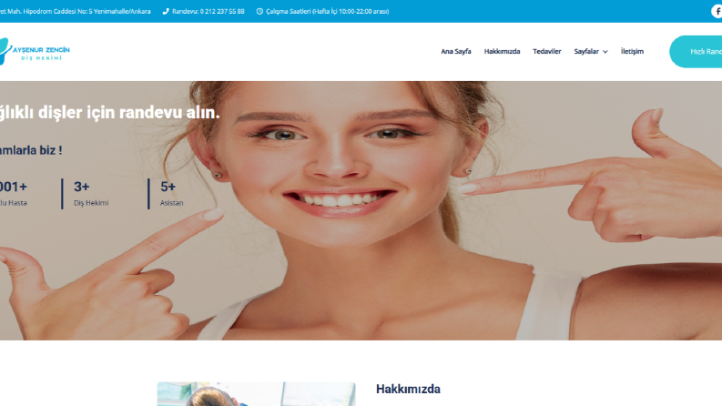 Diş Hekimi Web Yazılımı - Yönetim Panelli - Responsive