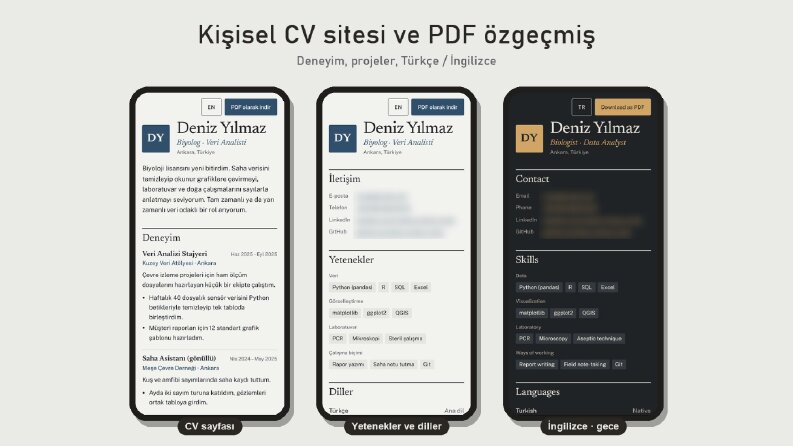 Kişisel CV Sitesi ve PDF Özgeçmiş - Örnek Çalışma