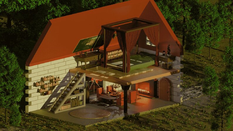 3d ortaçağ da bir ev