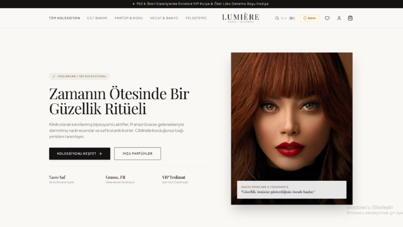 Lumiere özel tasarım web projesi