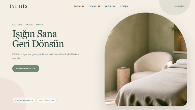 İYİ HİS — Güzellik Merkezi Web Sitesi Konsepti