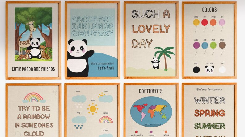 Eğitici Dijital Poster Seti Çalışması (inowhat-etsy)