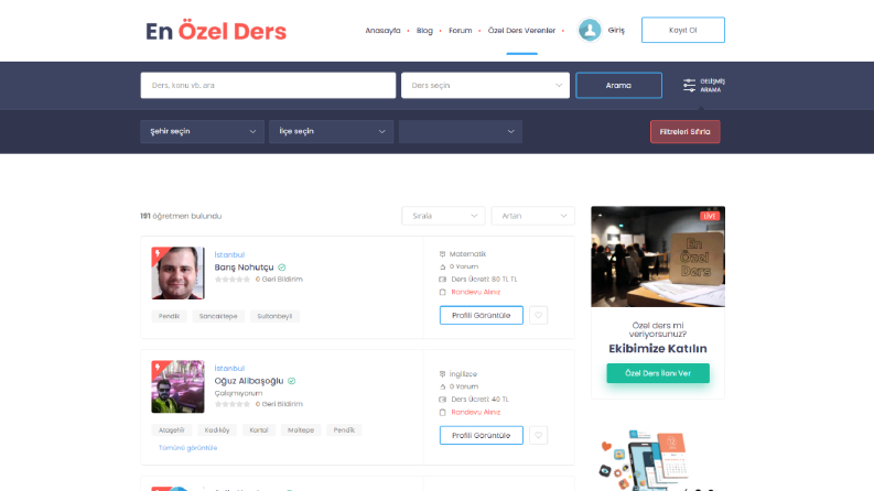 Enozelders.com Özel Ders Sitesi 