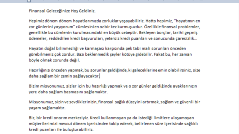 Reklam/Tanıtım Metni