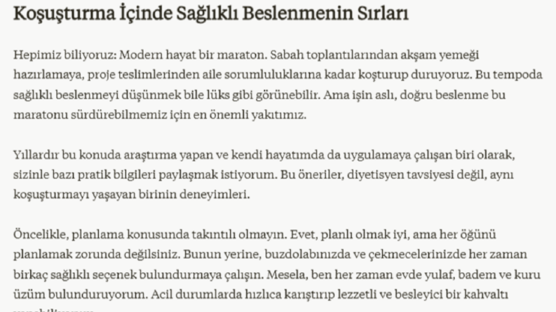 Koşuşturma İçinde Sağlıklı Beslenmenin Sırları