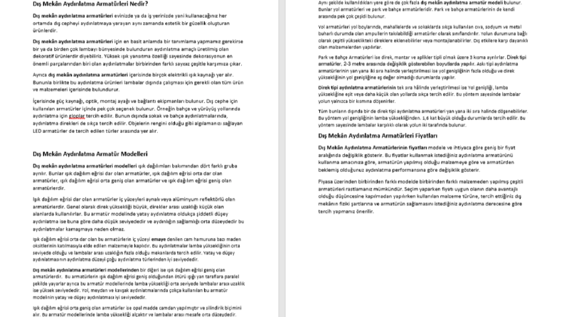 Dış Mekan Aydınlatma Armatürleri