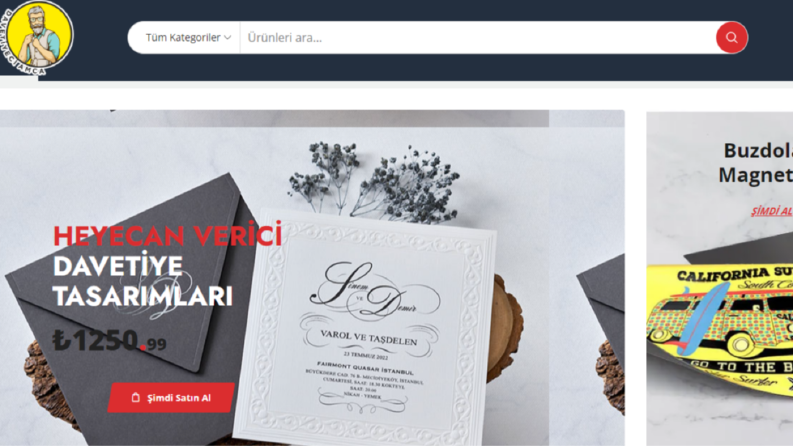 Davetiyeciamca e-ticaret sayfası