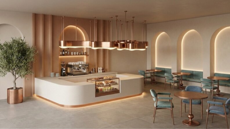 Modern Kafe İç Mekan Tasarımı ve Render