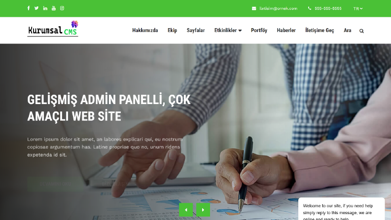 Tamamen Özelleştirilebilir Kurumsal Web Sitesi Yazılımı