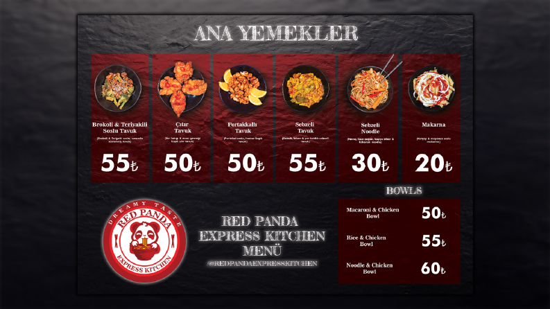 Red Panda "Menü tasarımı"
