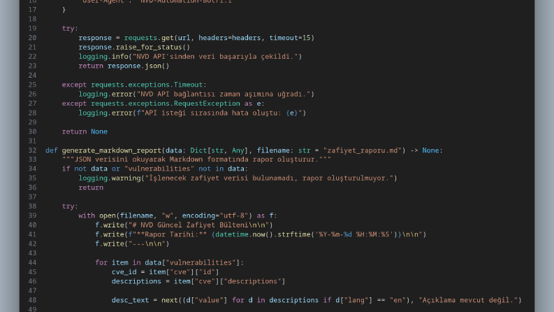 Python ile NVD Zafiyet (CVE) Raporlama Botu