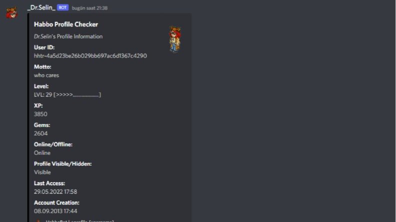 Habbo Hesap İstatistiklerini Sunan Discord Botu Projesi