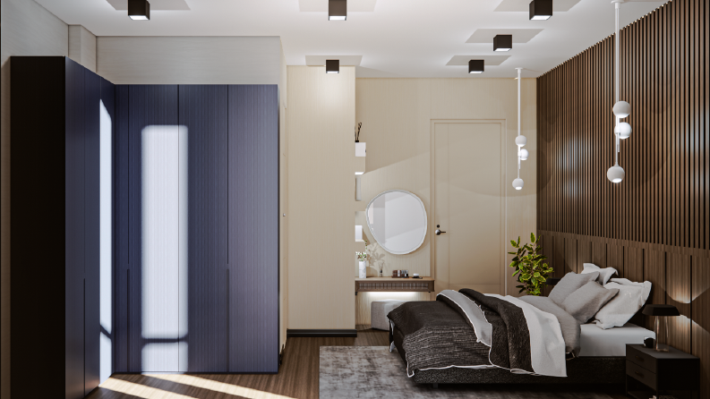 Modern apartman dairesi tasarımı, render - Yatak odaları