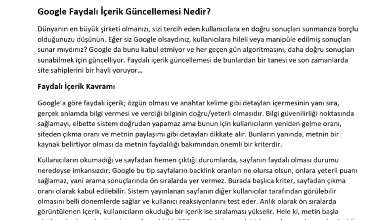 Google Faydalı İçerik Güncellemesi Nedir?