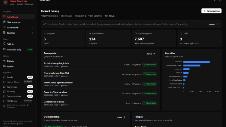 Forum & Reddit Araştırma Aracı – Yorum Toplama ve Rapor