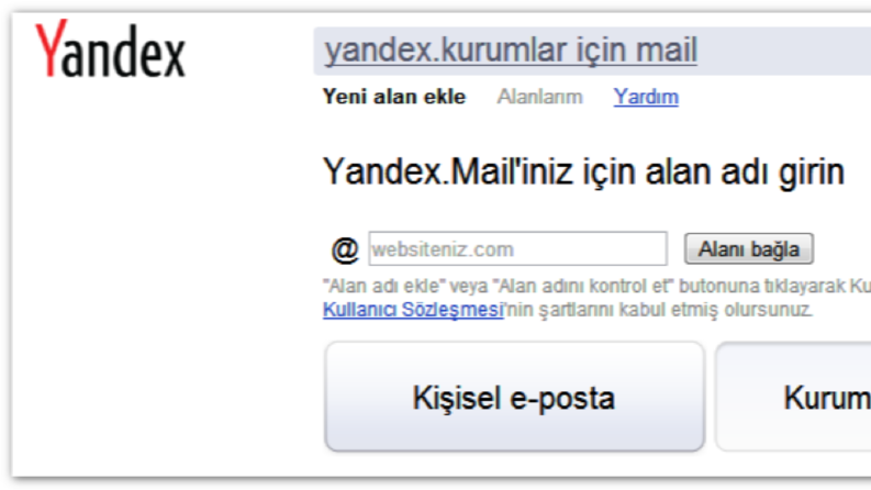 Alan Adınızı Yandex Mail altyapısına taşıyabilirin
