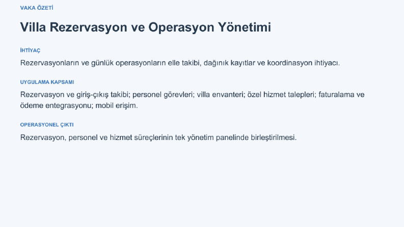 Villa Rezervasyon ve Operasyon Yönetimi