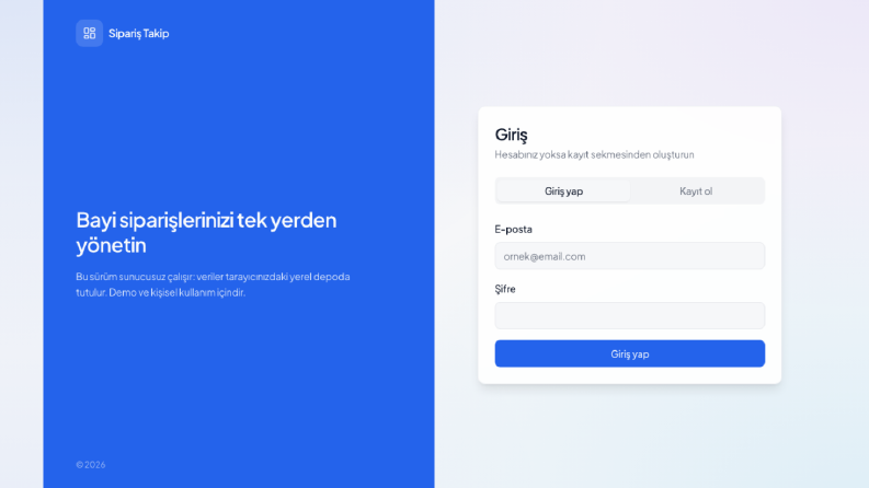Sipariş Takip Paneli — Canlı Durum ve Yönetim Sistemi