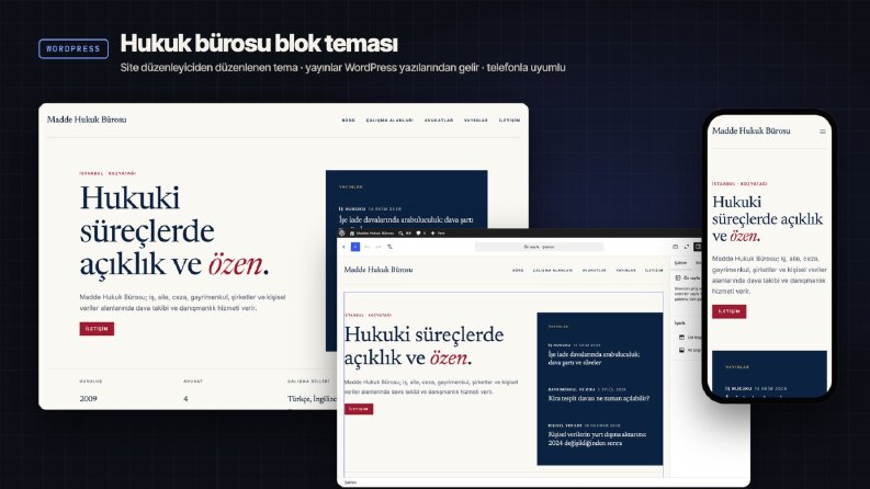 Hukuk bürosu için WordPress blok teması