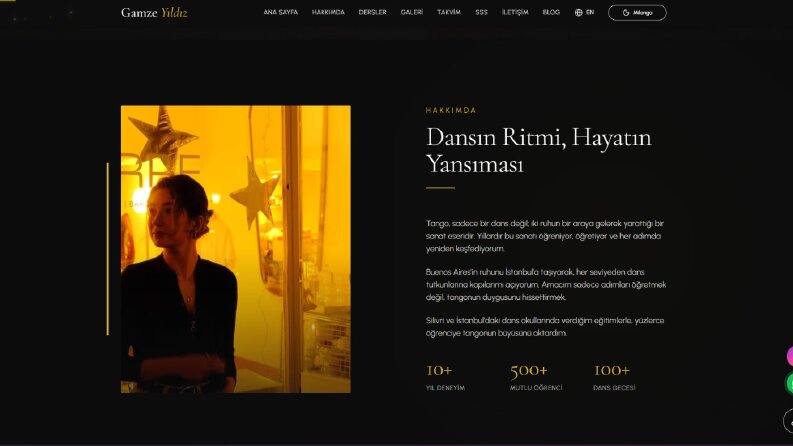 Gamze Tango: tango eğitmeni için marka sitesi