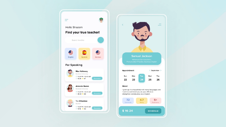 Yabancı Dil Öğrenme UI / UX Mobil Uygulama Tasarımı