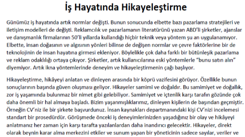 İş hayatında hikayeleştirme