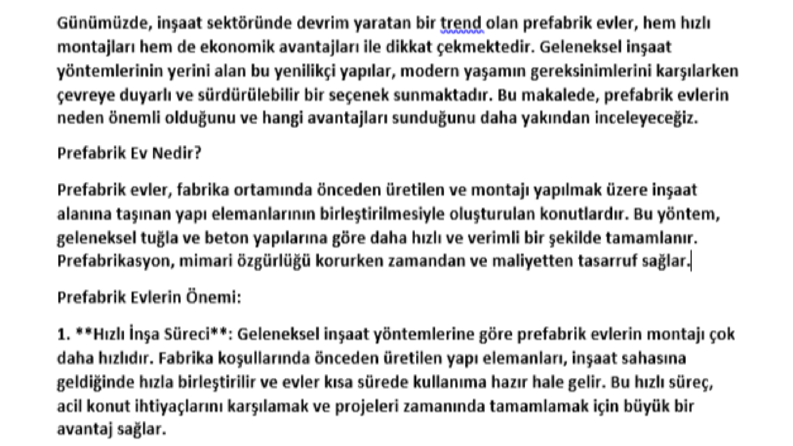 Prefabrik Evler Hakkında Seo Uyumlu Makale