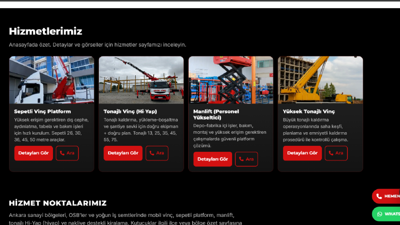 Tonajlı Vinç-Kurumsal Web Sitesi