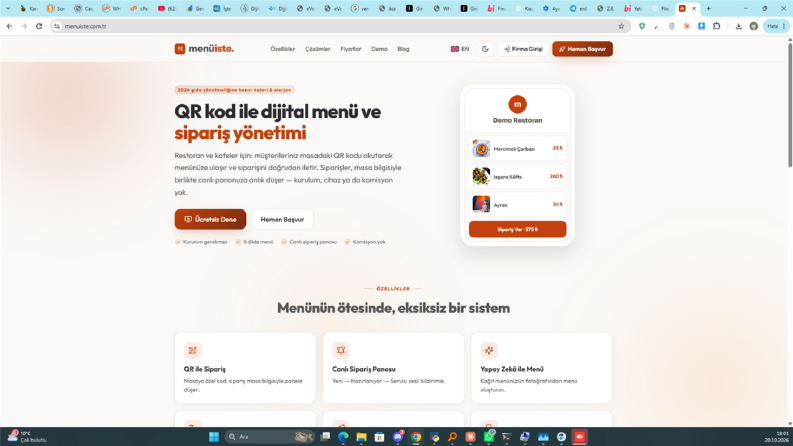 Menuiste – Restoranlar için QR Menü & Sipariş Sistemi