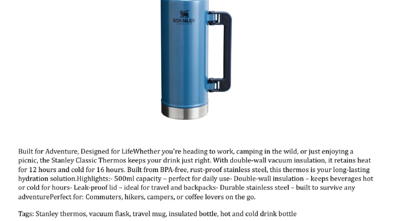 Stanley Classic Vacuum Insulated Thermos – 500ml | 