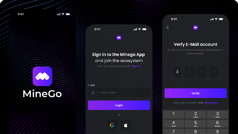 MineGo Crypto Cloud Mining - Event Mobile App UI/UX Tasarımı