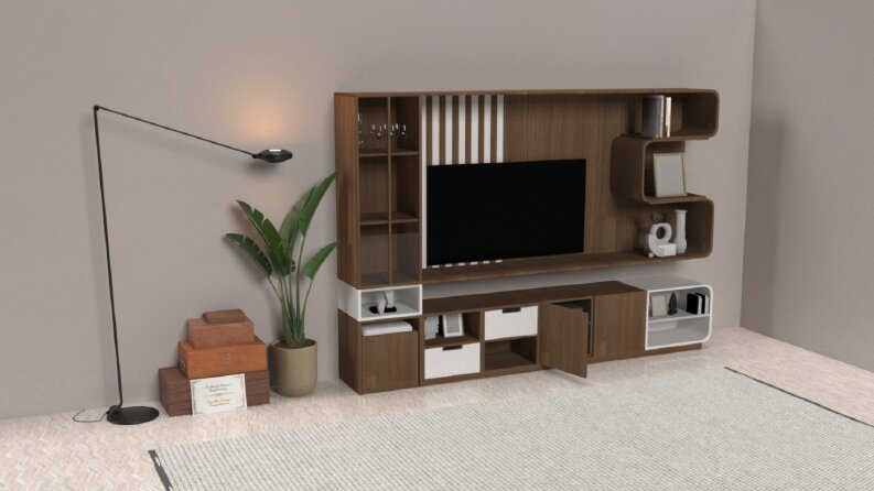 Geleneksel Çizgilere Sahip Modern TV Ünitesi