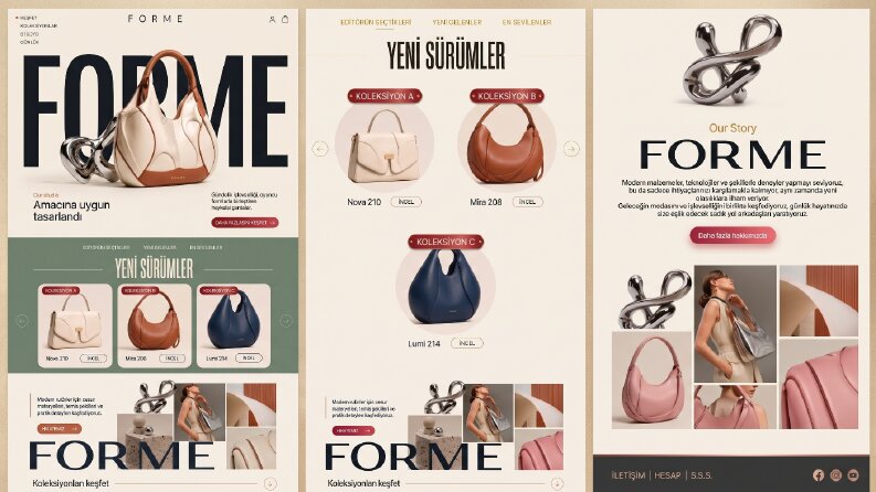 FORME – Heykelsi Çanta Tasarımı & Lüks E-Ticaret Arayüzü